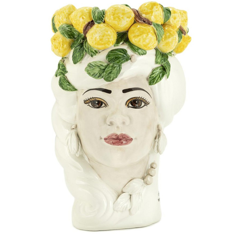 Ваза Vase Lemon Head Lady White Белый Желтый Зеленый в Новосибирске | Loft Concept 