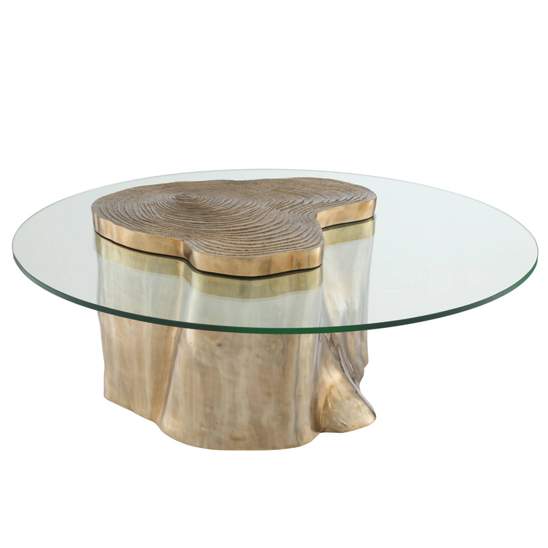 Кофейный стол Eichholtz Coffee Table Urban Латунь Прозрачный в Новосибирске | Loft Concept 