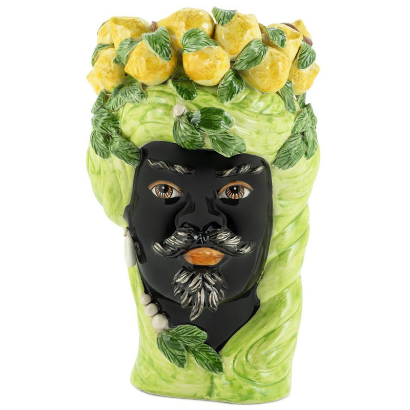 Ваза Vase Lemon Head Man Lime Салатовый Желтый Черный в Новосибирске | Loft Concept 