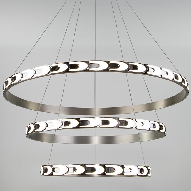 Люстра Maoris 3 Ring Horizontal Chandelier Никель Сатин в Новосибирске | Loft Concept 