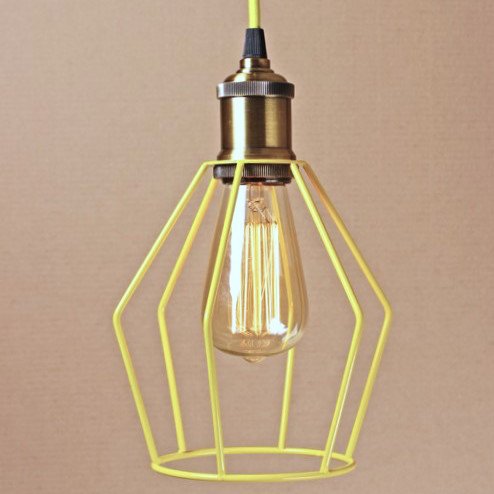 Подвесной светильник Wire Cage Pendant Trew Yellow Желтый в Новосибирске | Loft Concept 