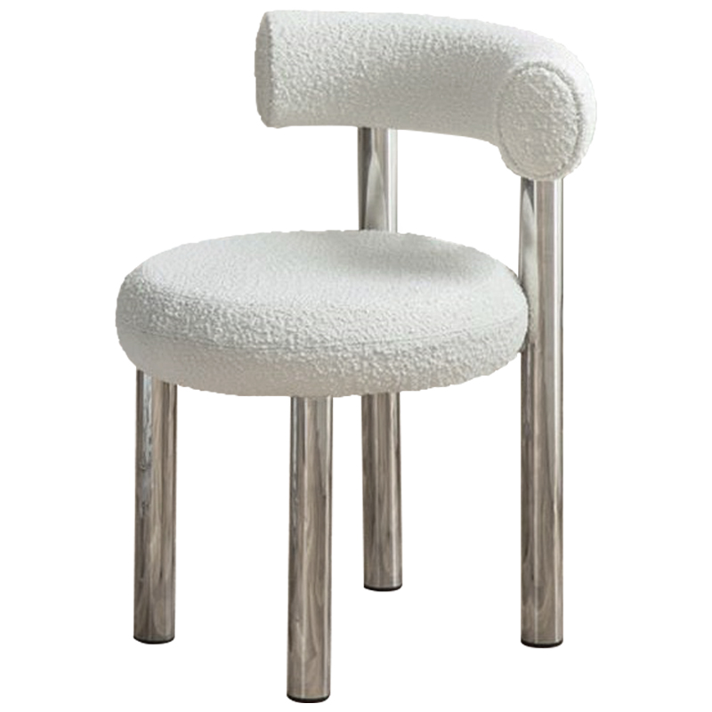 Стул Ellias White Boucle Chair Белый Хром в Новосибирске | Loft Concept 