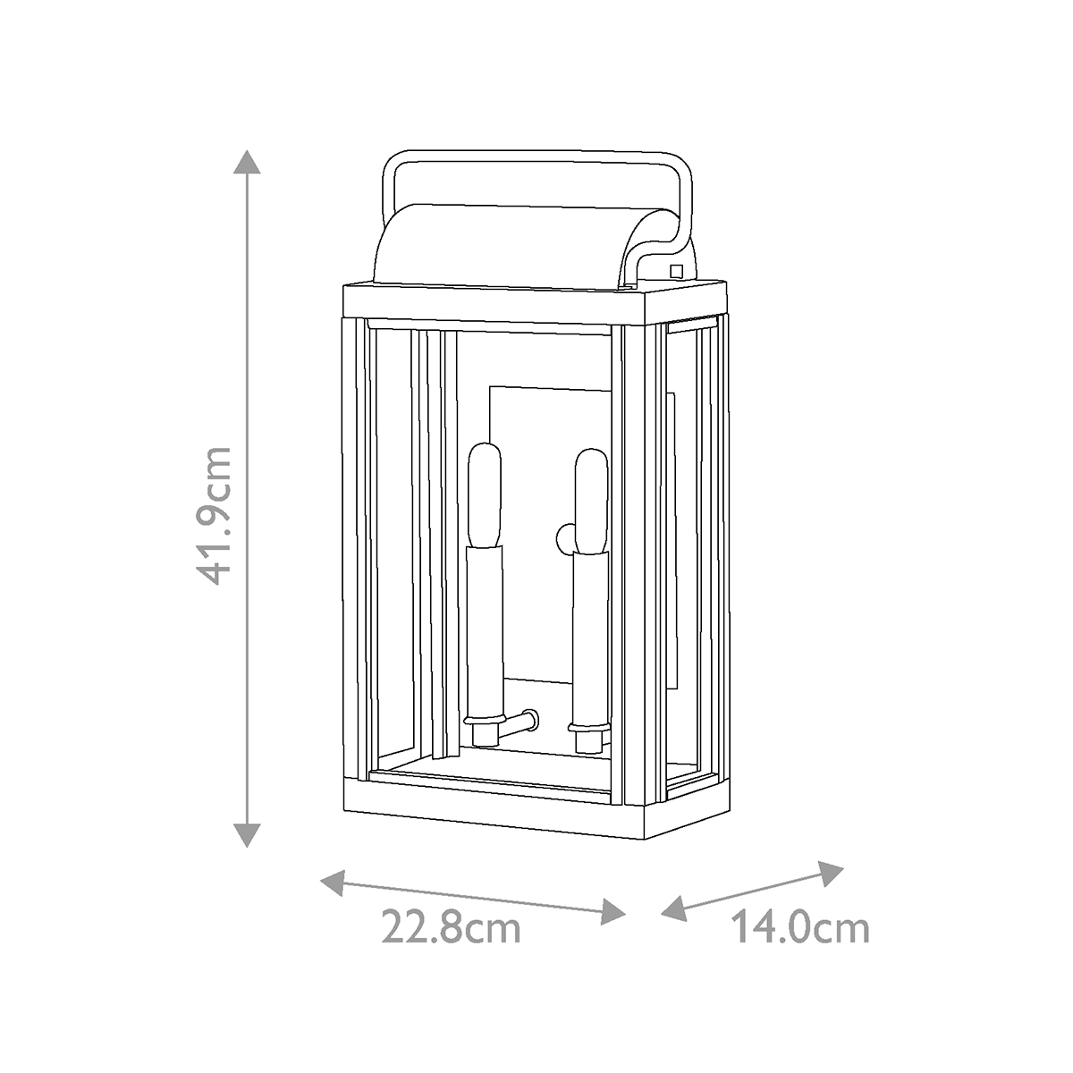 Настенный фонарь прямоугольной формы цвета состаренная латунь с двумя лампами Hinkley в Новосибирске