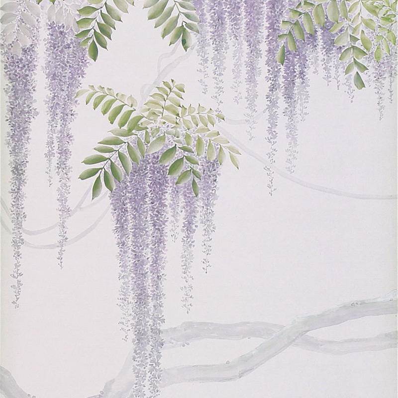 Обои в японском стиле Wisteria Lavender on Lilac Mica metallic Xuan paper  в Новосибирске | Loft Concept 