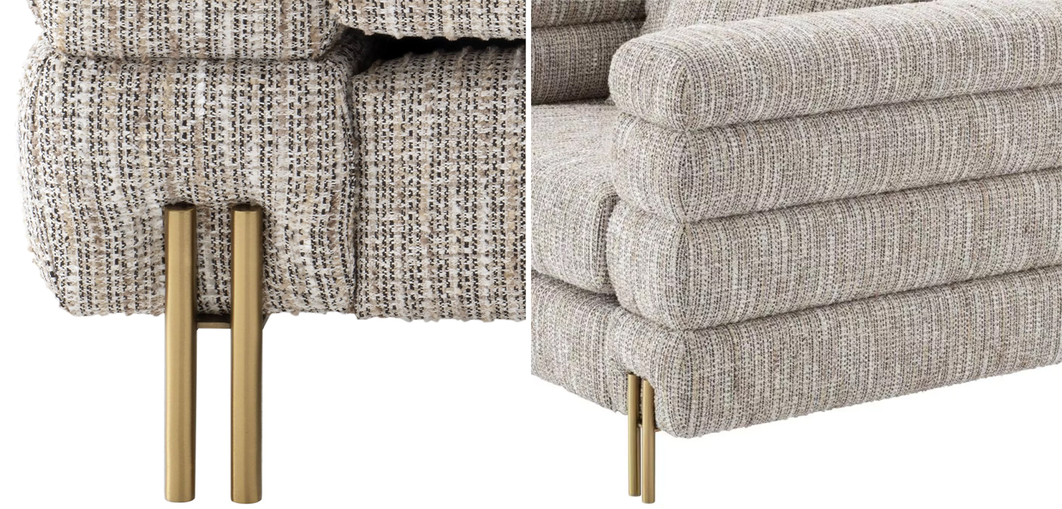 Кресло Eichholtz Chair York Бежево-серый Латунь - фото №1