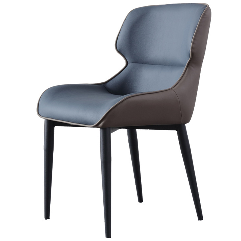 Стул с кожаной двухцветной обивкой Obrien Chair Blue and Grey Синий Серый Черный в Новосибирске | Loft Concept 