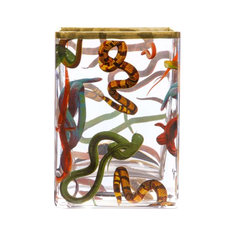 Ваза Glass Vase Snakes Прозрачный Золотой Синий Красный в Новосибирске | Loft Concept 