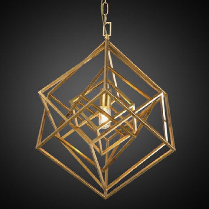 Подвесной светильник CUBIST Chandelier Gold 1 bulbs Золотой в Новосибирске | Loft Concept 