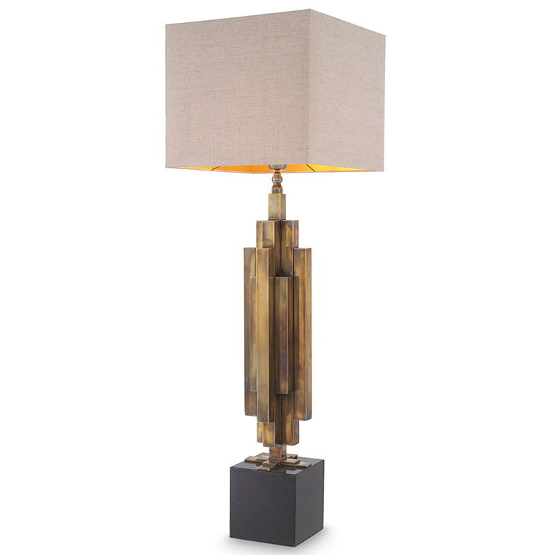 Настольная лампа Eichholtz Table Lamp Ellis Brass Черный Винтажная латунь Бежево-серый в Новосибирске | Loft Concept 