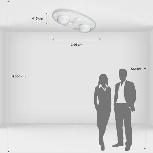 Потолочный светильник овальной формы белого цвета с 4-мя лампами Lunar Pebbles в Новосибирске