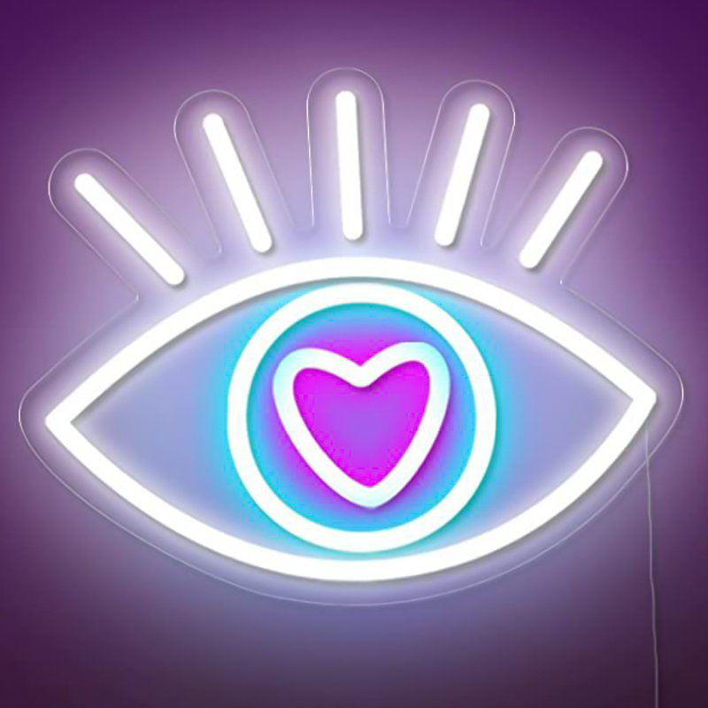 Неоновая настенная лампа Lucky Eye Neon Wall Lamp Белый Бирюзовый Розовый Прозрачный в Новосибирске | Loft Concept 