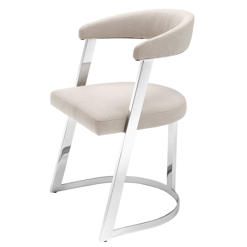 Стул Eichholtz Dining Chair Dexter Nickel Бежевый Никель в Новосибирске | Loft Concept 