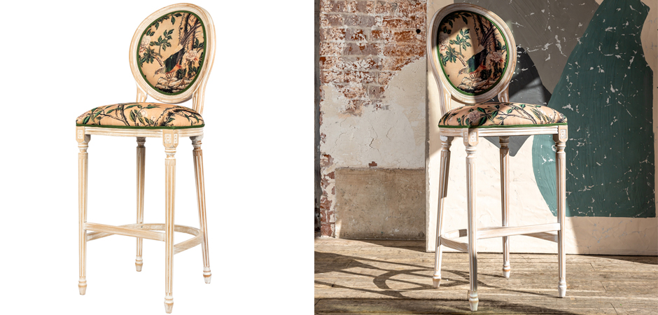 Барный стул Beige and Green Chinoiserie Bar Stool Барный стул Beige and Green Chinoiserie Bar Stool - Loft-Concept в Новосибирске