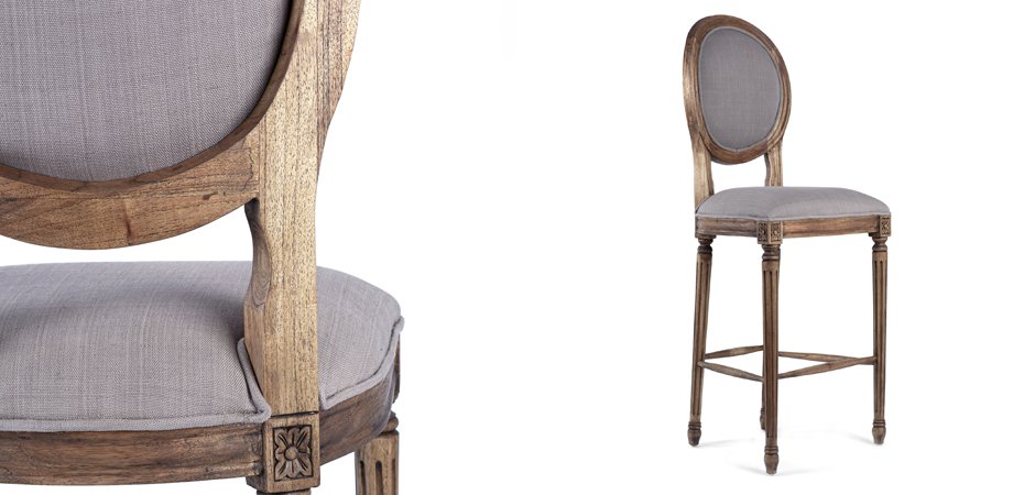 Барный стул REGENCY MEDALLION BARSTOOL Taupe Linen Барный стул REGENCY MEDALLION BARSTOOL Taupe Linen - Loft-Concept в Новосибирске