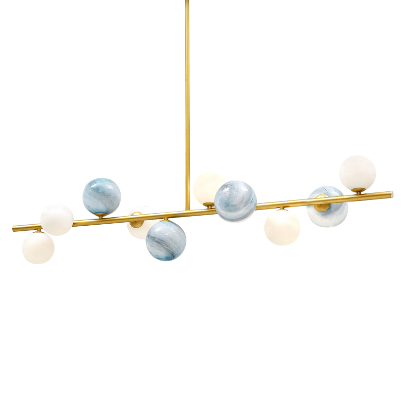 Люстра Bubble Blue White Gold Chandelier Золотой Белый Голубой в Новосибирске | Loft Concept 