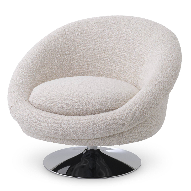 Кресло Eichholtz Swivel Chair Nemo cream Кремовый Никель в Новосибирске | Loft Concept 