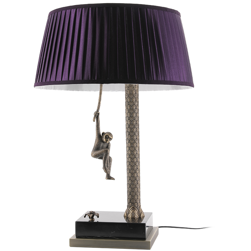 Настольная лампа Джунгли Table Lamp Jungle Purple Латунь Античная полированная Черный Мрамор Nero Пурпурно-фиолетовый в Новосибирске | Loft Concept 