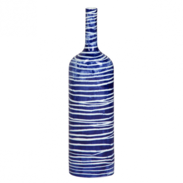 Ваза blue & white ornament Striped Bottle Синий Белый в Новосибирске | Loft Concept 