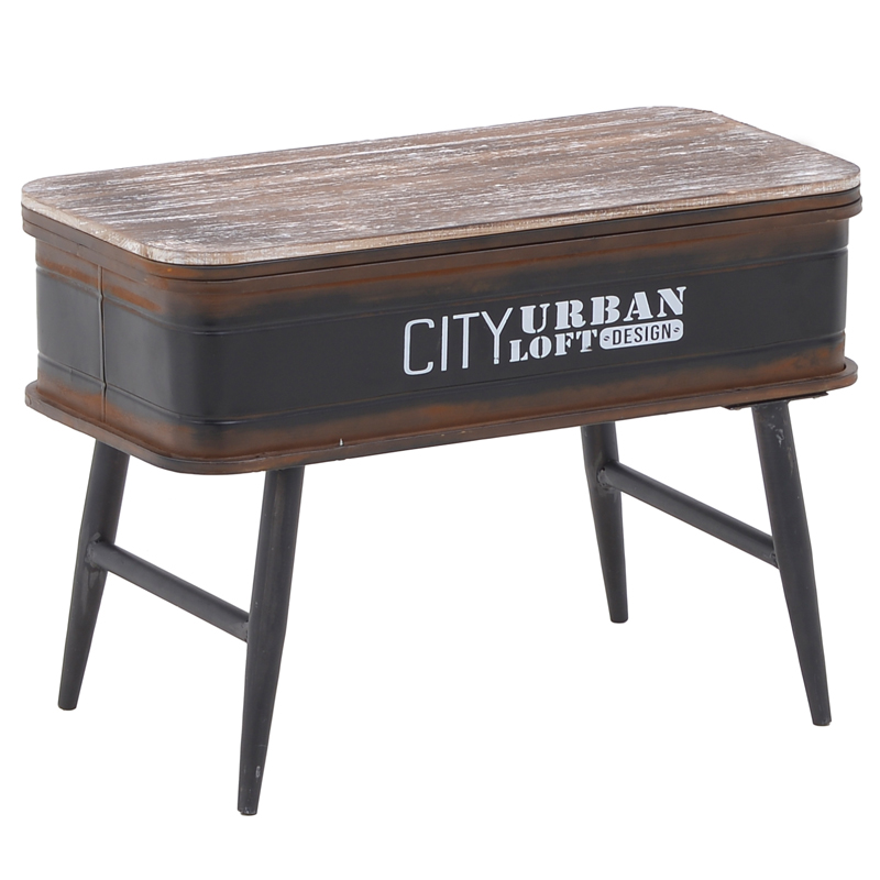 Приставной стол City Urban Loft Design Table black Коричневый винтаж Винтажный черный в Новосибирске | Loft Concept 