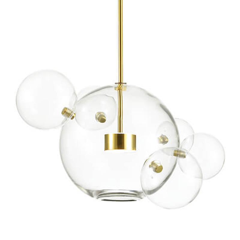 Подвесной светильник Transparent Bubble Pendant Gold 5 Глянцевое золото Прозрачный в Новосибирске | Loft Concept 