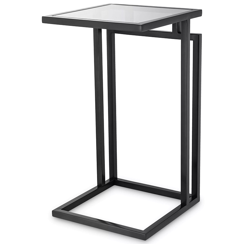 Приставной стол Eichholtz Side Table Marcus Black Черный Стекло Смок в Новосибирске | Loft Concept 