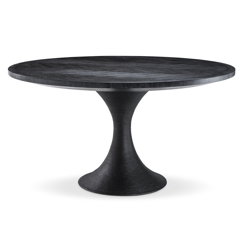 Обеденный стол Eichholtz DINING TABLE MELCHIOR ROUND black Черный в Новосибирске | Loft Concept 