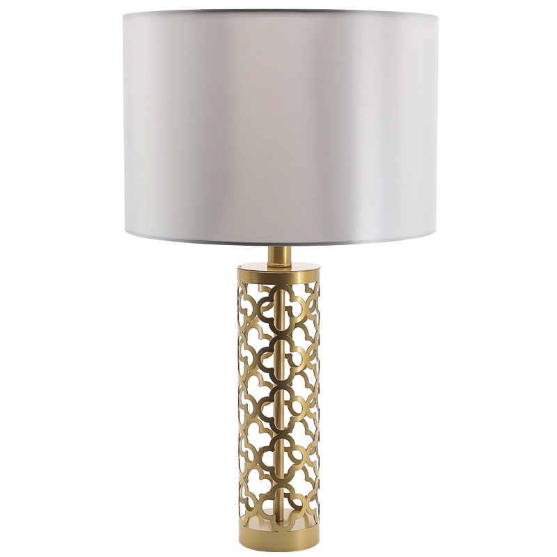 Настольная лампа Arabesque Quatrefoil Drum Table Lamp Золотой Серый в Новосибирске | Loft Concept 