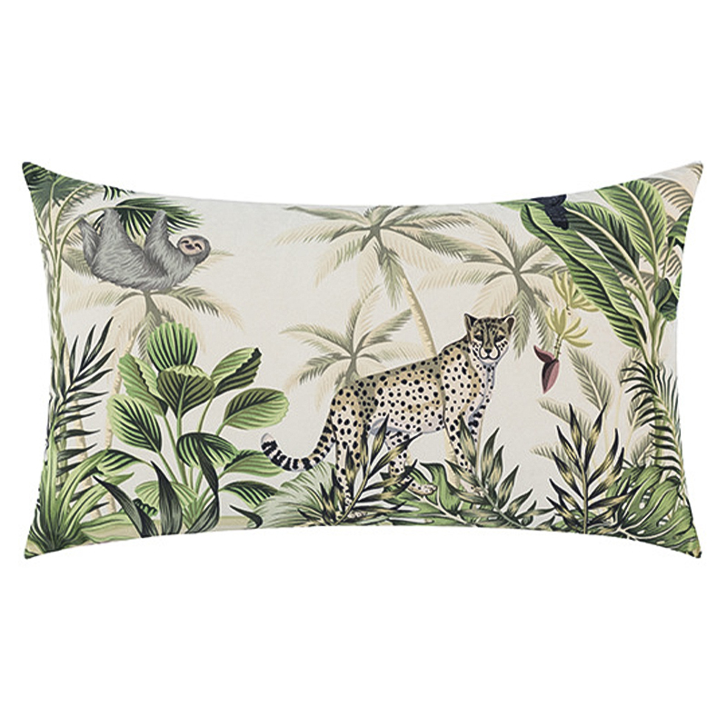 Декоративная подушка Rainforest Animals Cushion Бежевый Зеленый Серый в Новосибирске | Loft Concept 