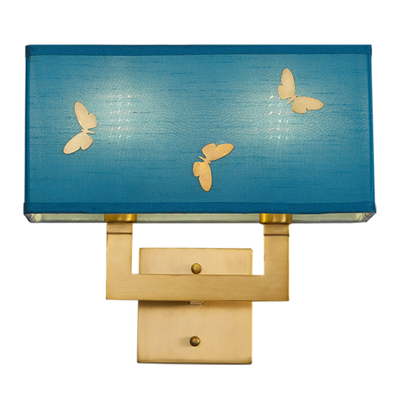 Бра с бабочками Butterflies Blue Background Wall Lamp 2 Латунь Бирюзовый в Новосибирске | Loft Concept 