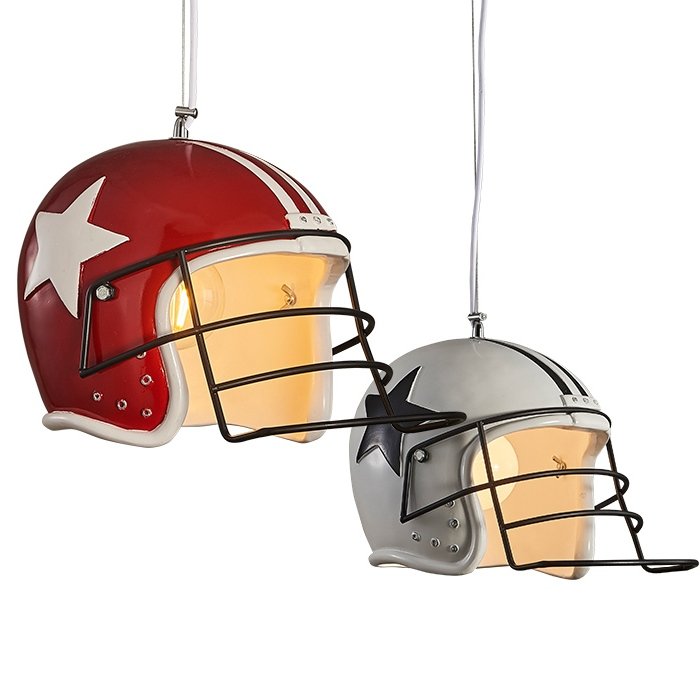 Подвесной светильник Sport Helmet Pendant Белый Красный в Новосибирске | Loft Concept 