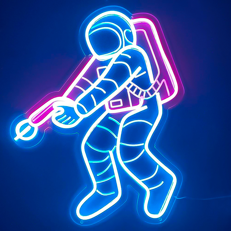 Неоновая настенная лампа Astronaut Neon Wall Lamp Синий Лиловый в Новосибирске | Loft Concept 