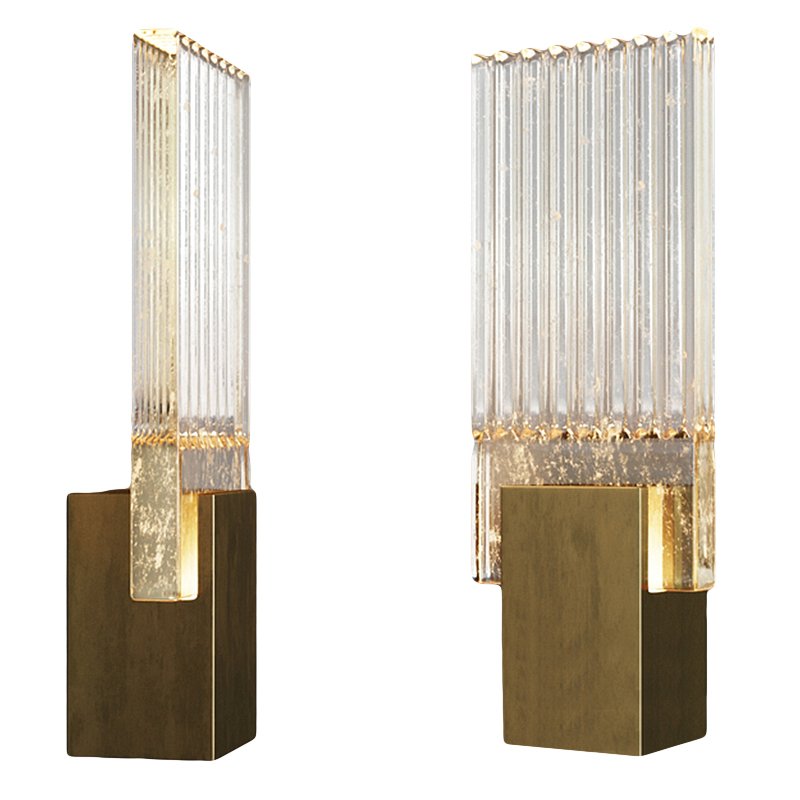 Бра PLEATED GLASS SCONCE Прозрачный (Transparent) Латунь в Новосибирске | Loft Concept 