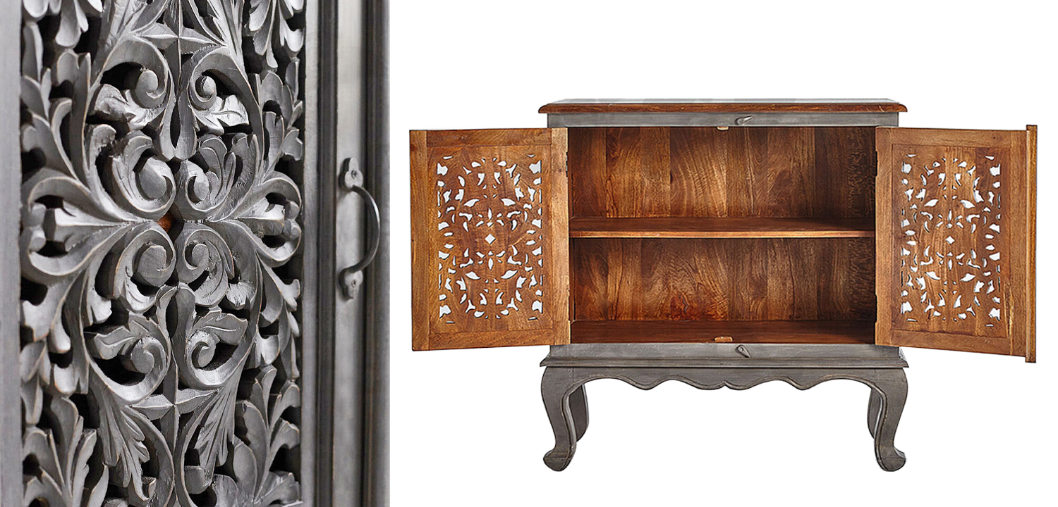 Комод Indian Antique White Furniture Chest of Drawers Agni серый - фото №1