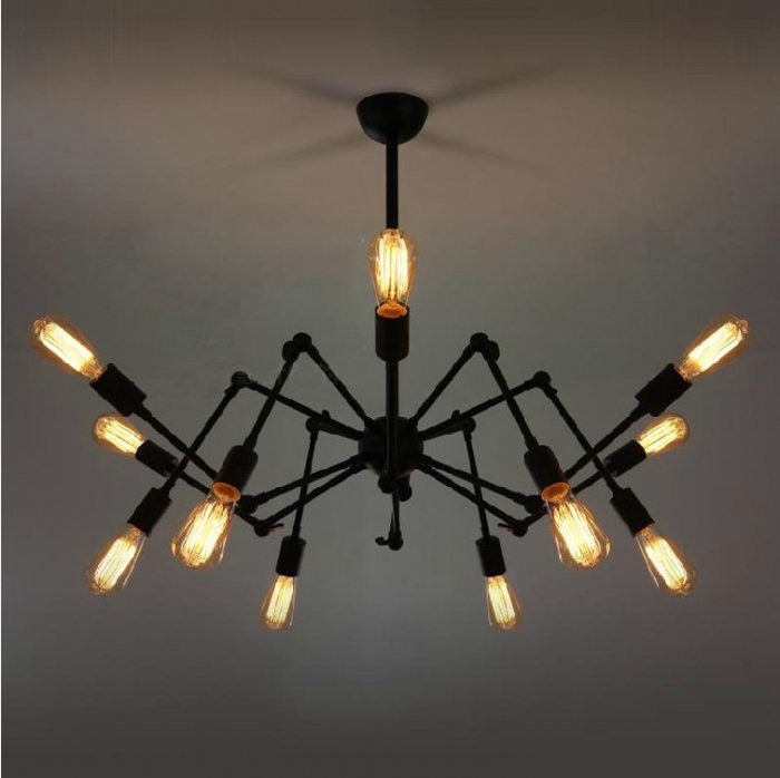 Люстра Loft Industrial Sputnik Chandelier Spider Черный в Новосибирске | Loft Concept 