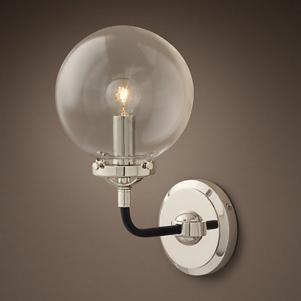 Бра Bistro Globe Clear Glass Single Sconce Nickel  в Новосибирске | Loft Concept 