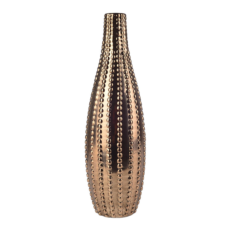 Ваза Ribbed Vase Narrow Throat bronze-gold 34  в Новосибирске | Loft Concept 