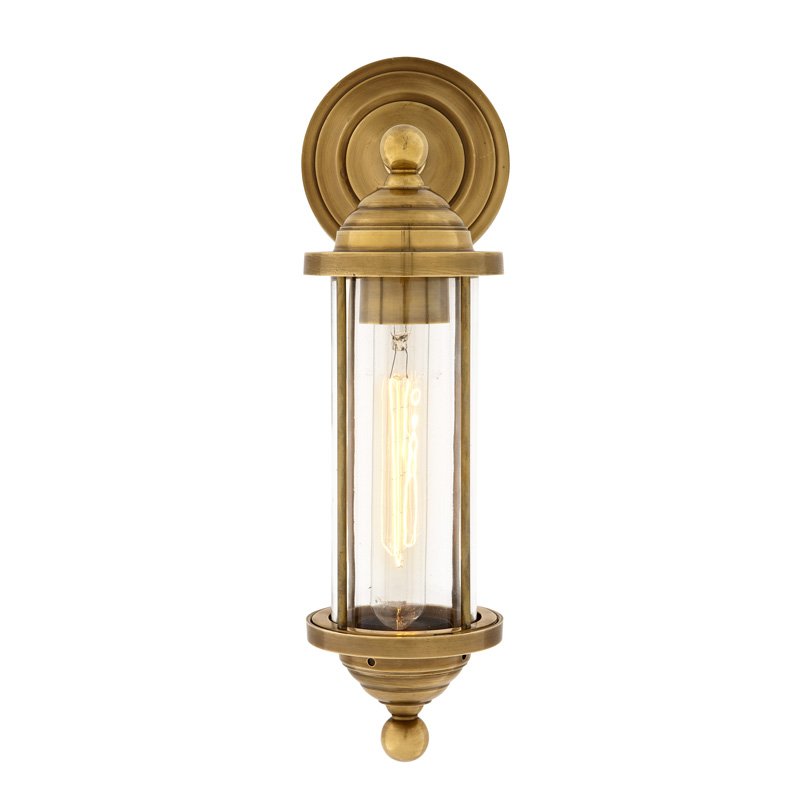 Бра Eichholtz Wall Lamp Clayton Brass Латунь Прозрачное Стекло в Новосибирске | Loft Concept 