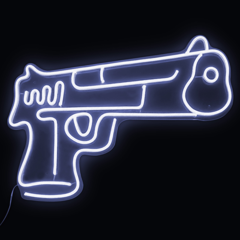 Неоновая настенная лампа Gun Neon Wall Lamp Белый Прозрачный в Новосибирске | Loft Concept 