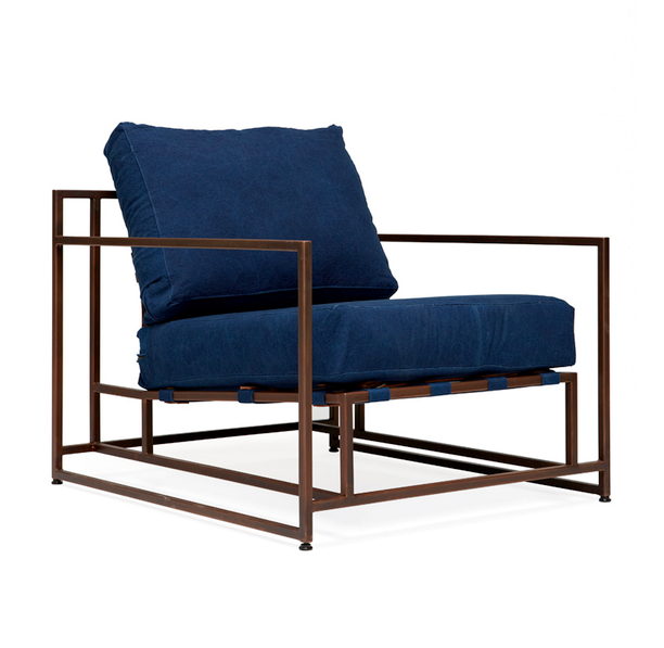 Кресло Kenn X Miller armchair Indigo and copper denim Индиго в Новосибирске | Loft Concept 