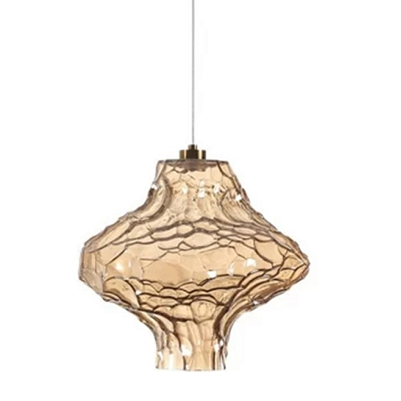 Подвесной светильник с плафоном из фактурного светло-янтарного стекла Light Ensemble Янтарный Бронза в Новосибирске | Loft Concept 