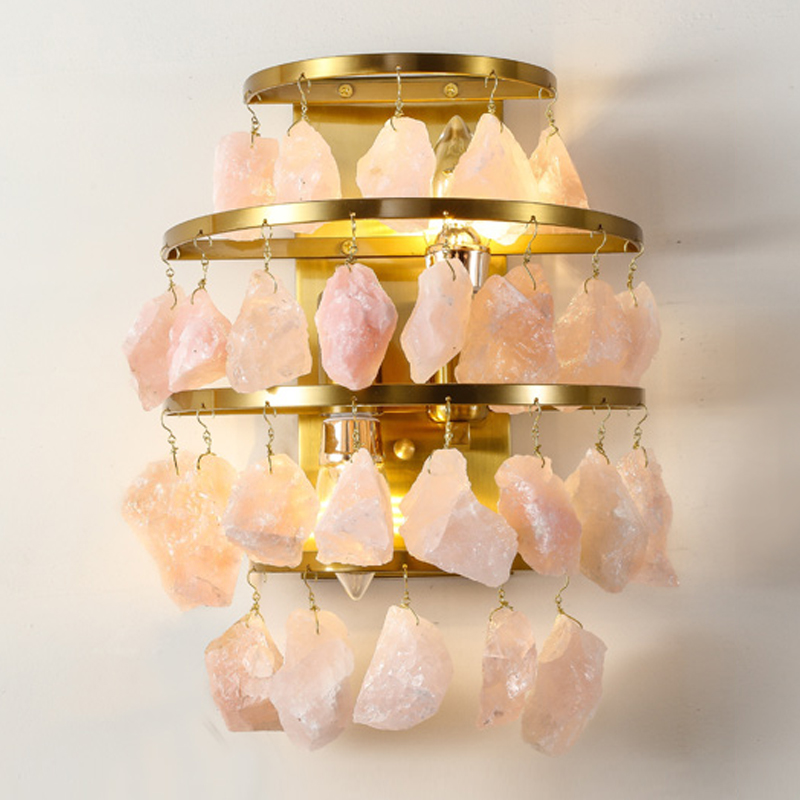 Hardis Pink stone Wall Lamp Латунь Дымчатая Роза в Новосибирске | Loft Concept 