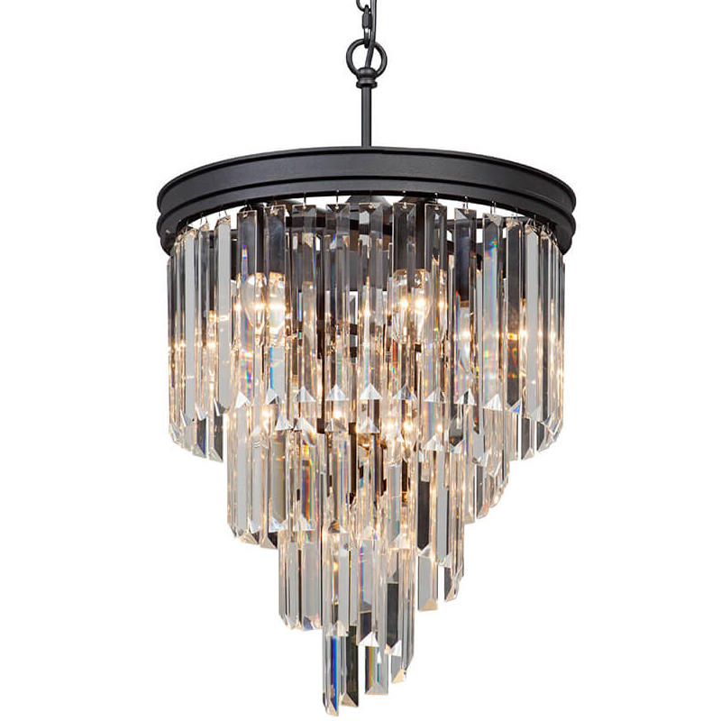 Люстра Odeon Chandelier Helix Black каскад прозрачное стекло  D 48 Прозрачное Стекло Черный матовый в Новосибирске | Loft Concept 