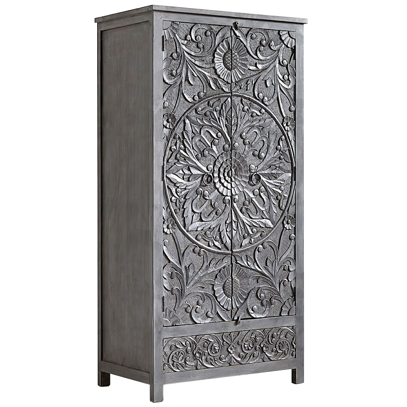 Шкаф Indian Antique White Furniture Cupboard Devan серый Серый в Новосибирске | Loft Concept 