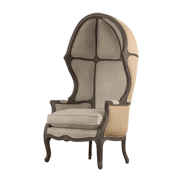 Кресло купол RH Versailles Domed Burlap Backed Chair ivory ( слоновая кость ) Серый Дерево Акация в Новосибирске | Loft Concept 