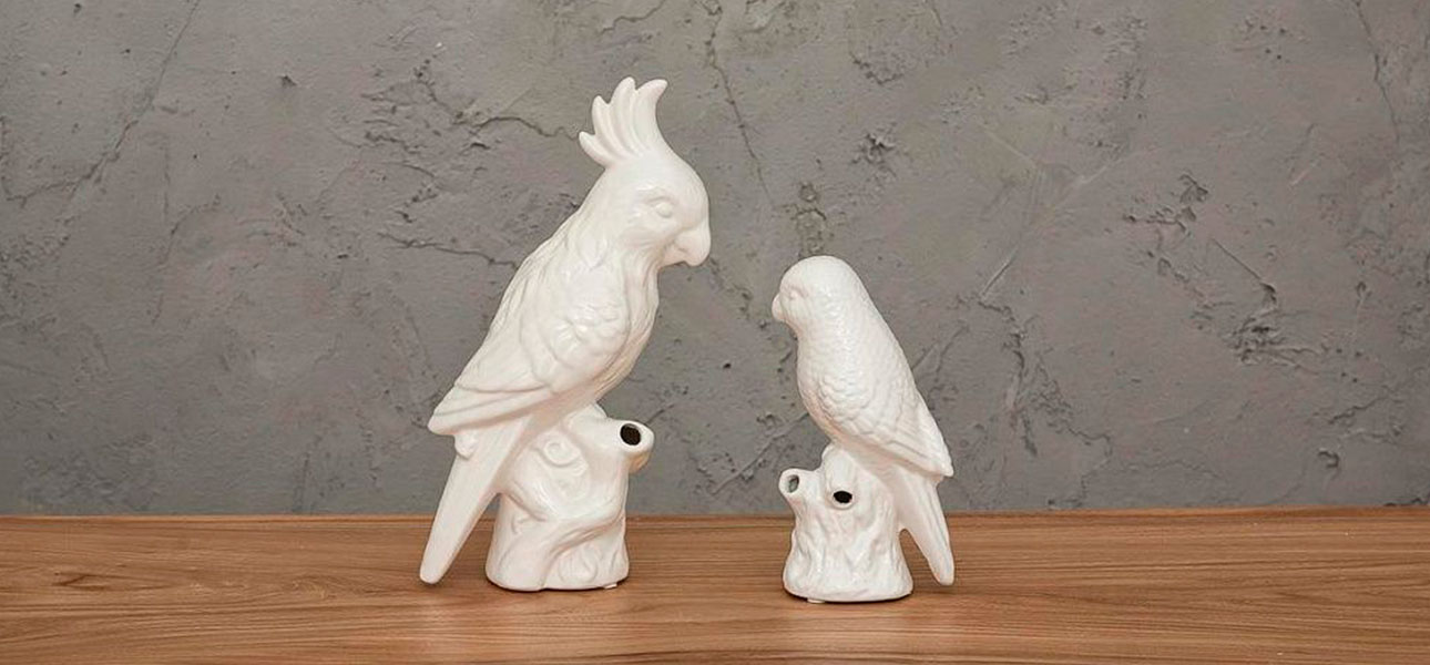 Фигурка керамика большой белый попугай Big Parrot - фото