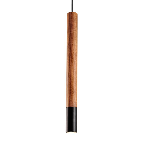 Подвесной светильник Trumpet Wood Black Pendant Lamp Коричневый Черный в Новосибирске | Loft Concept 