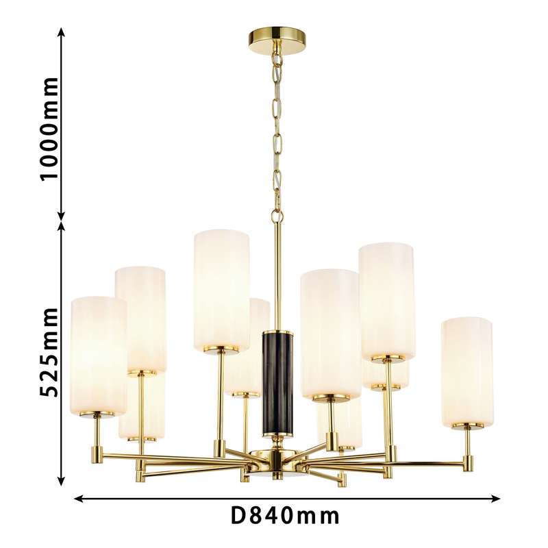 Люстра цвета золота с белыми матовыми плафонами Hovering D84 см в Новосибирске