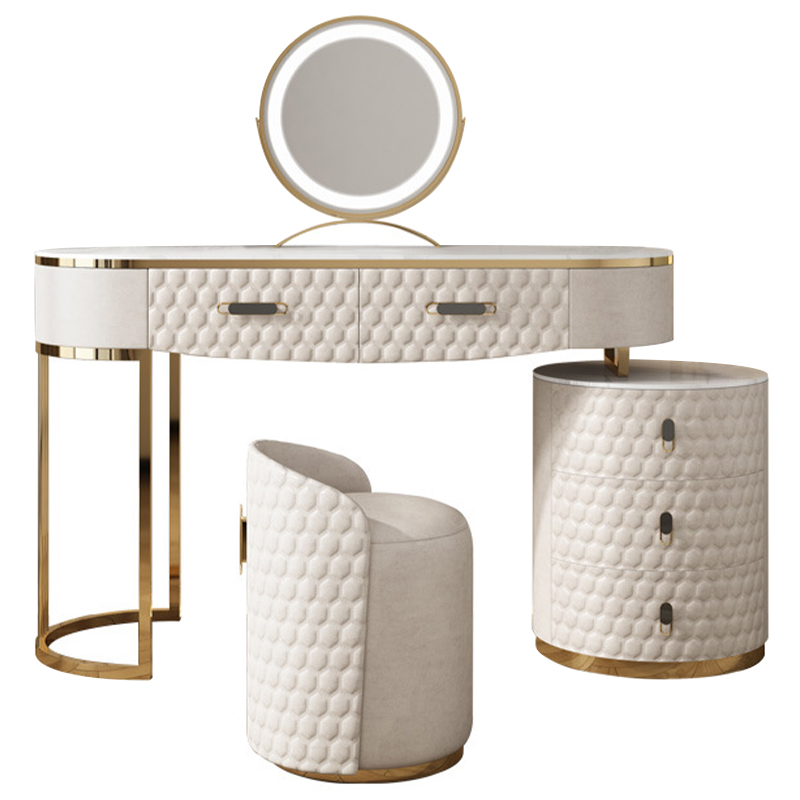 Трельяж Kathryn Bedroom Dressing Table White Белый Глянцевое золото Белый Мрамор Bianco в Новосибирске | Loft Concept 