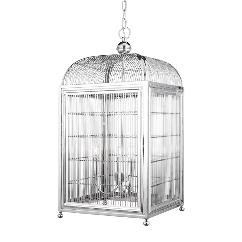 Люстра клетка Bird cage chrome Lantern Falcon Хром в Новосибирске | Loft Concept 