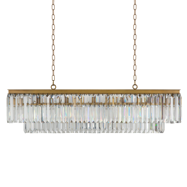 Люстра RH 1920s Odeon Clear Gold Square Chandelier Прозрачное Стекло Латунь в Новосибирске | Loft Concept 